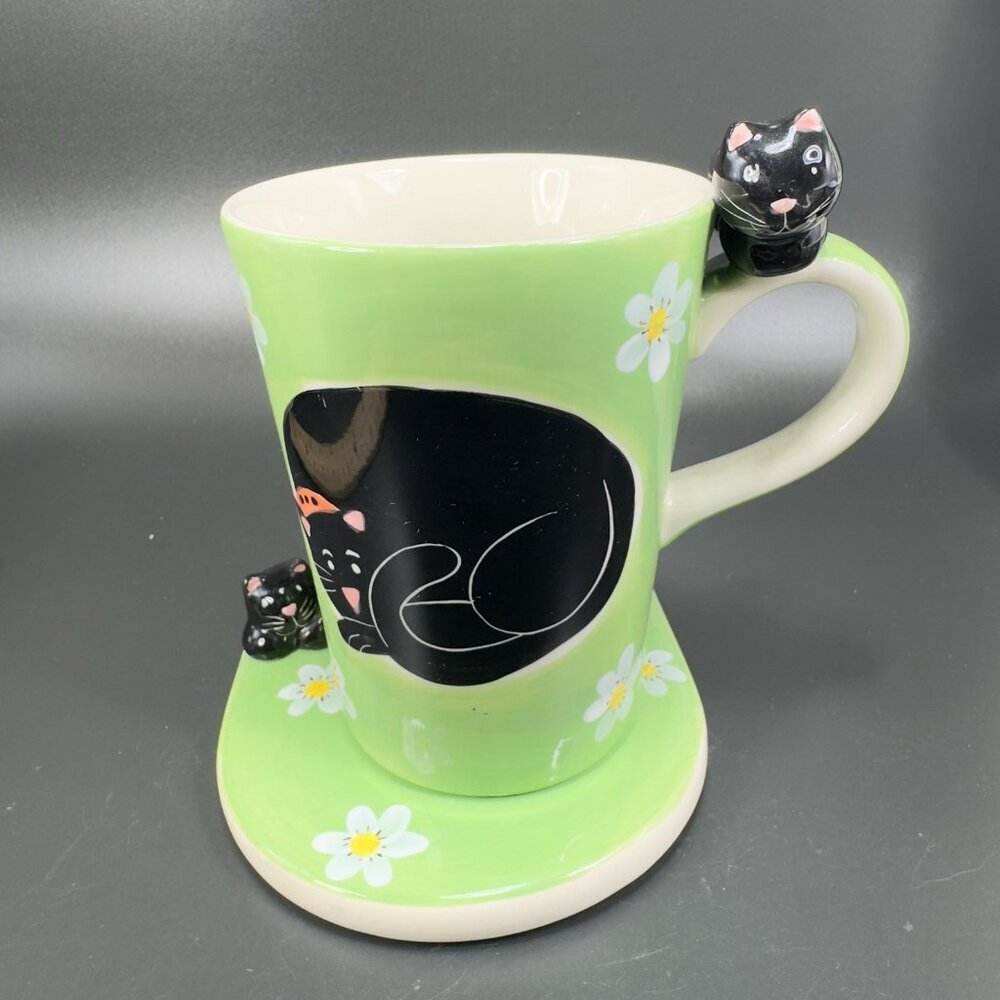 Herman Dodge & Son Homestead Collection Ceramic Kitty Cat Coffee Mug Cup Coaster - Picture 14 of 14